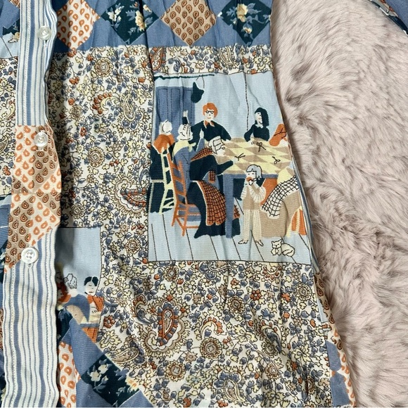 Vintage Patterned Eclectic Get Together/Family Dinner Button Up Collared Blouse - Picture 6 of 10